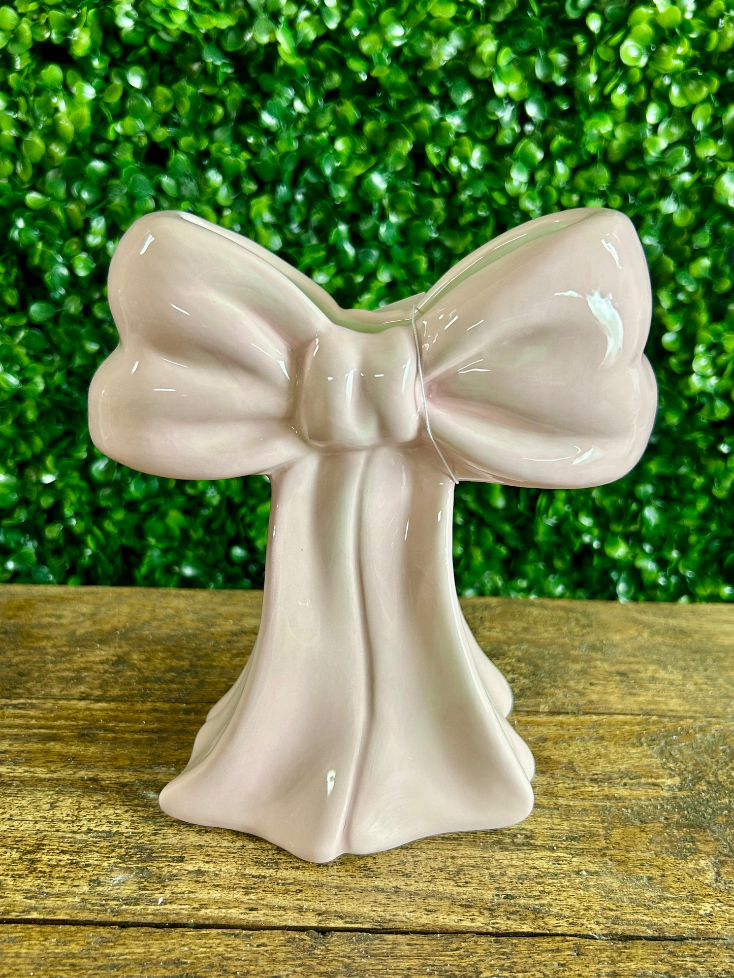 7 Inch Pink Ceramic Bow Vase