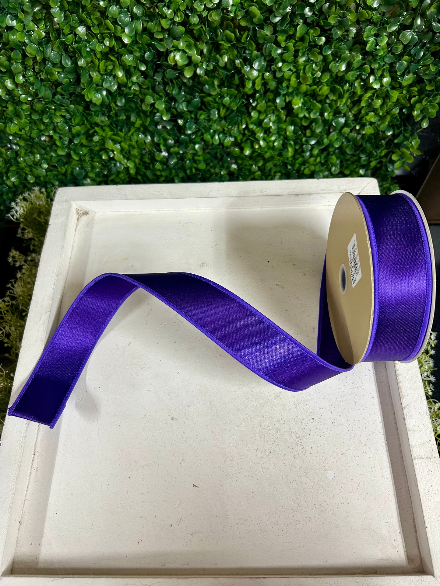 1.5 Inch By 10 Yard Purple Satin Fused Ribbon