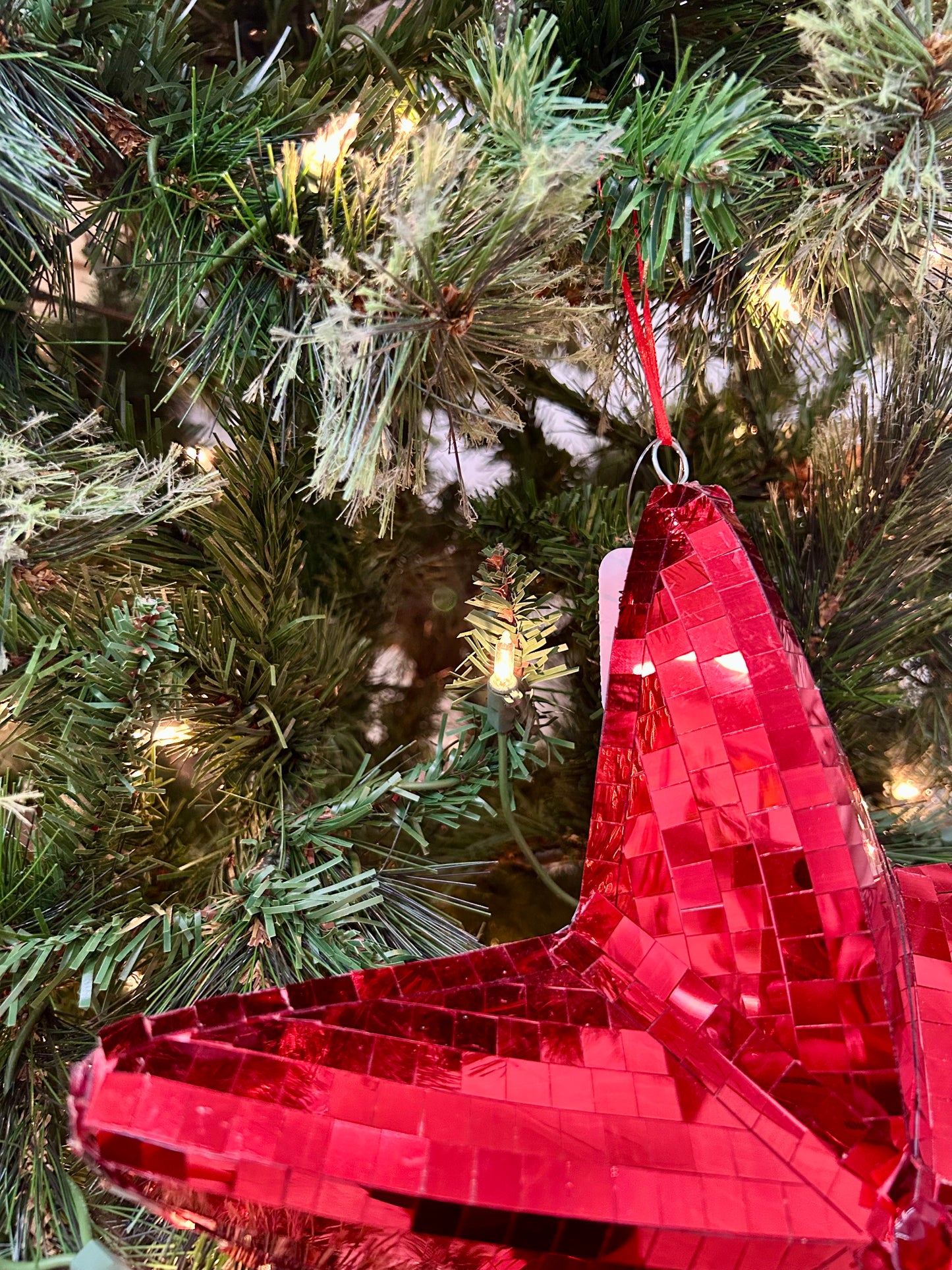 11 Inch Red Mirror Star Ornament