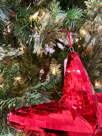 11 Inch Red Mirror Star Ornament