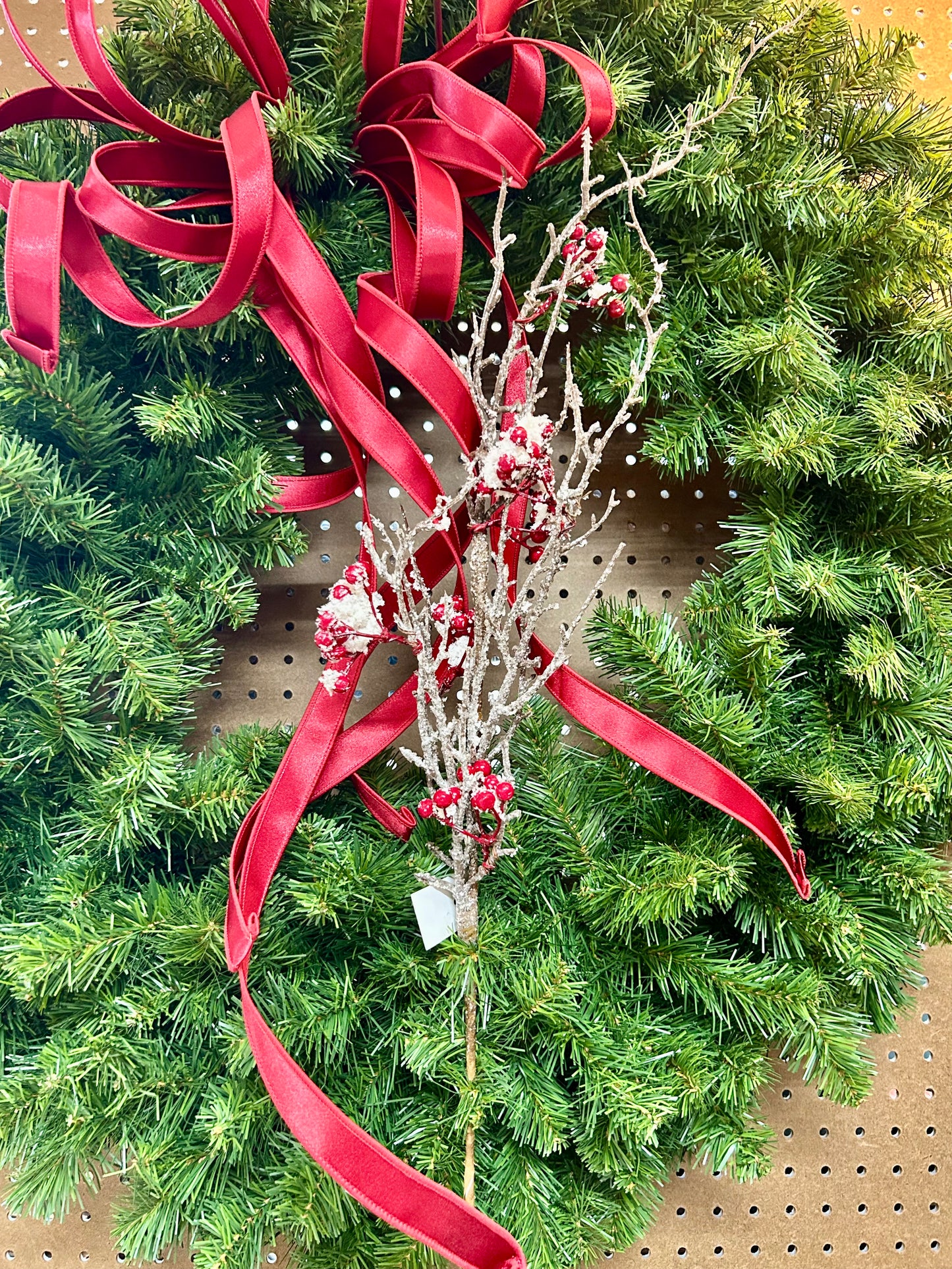 33 Inch Snow Covered Red Berry Spray