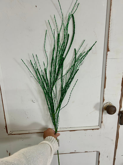 38 Inch Green Glitter Pine Twig Spray