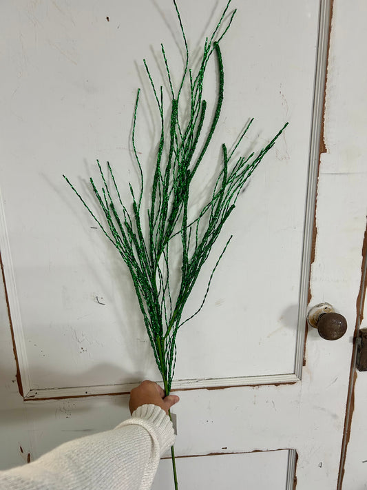 38 Inch Green Glitter Pine Twig Spray