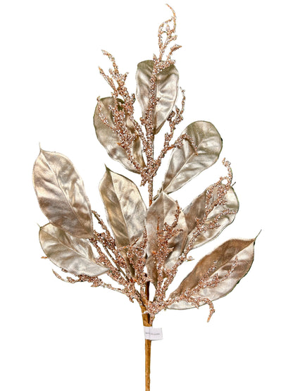 24 Inch Champagne Magnolia Leaf Spray