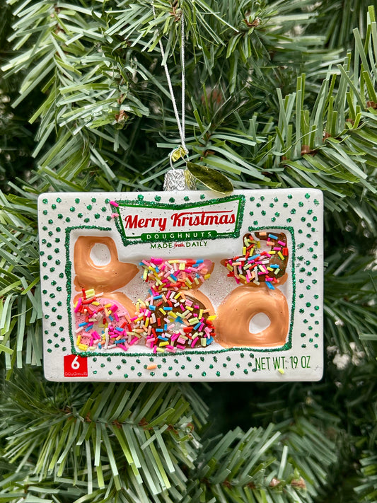 4 Inch Merry Kristmas Doughnuts Glass Ornament
