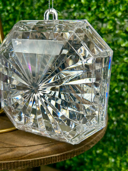 5 Inch Silver Acrylic Square Diamond Ornament