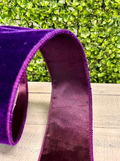 2.5 Inch By 10 Yard Purple Deluxe Velvet With Satin Backing Ribbon