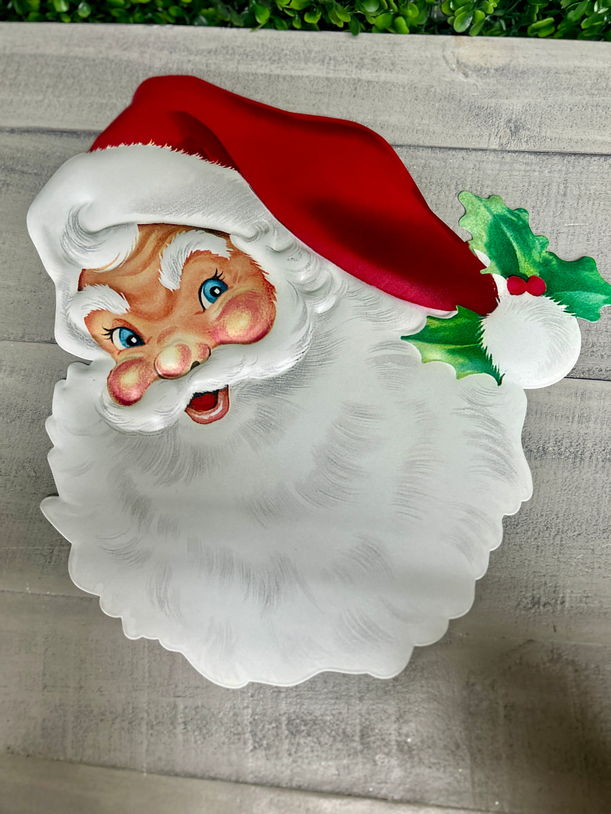 12 Inch Joyful Santa Face Metal Sign