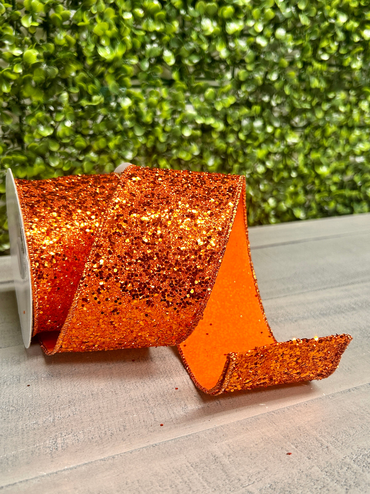 2.5 Inch By 10 Yard Orange Large Glitter Ribbon