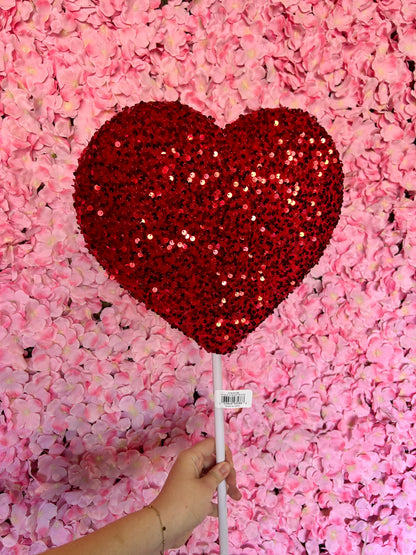 34 Inch Red Sequin Heart Pick