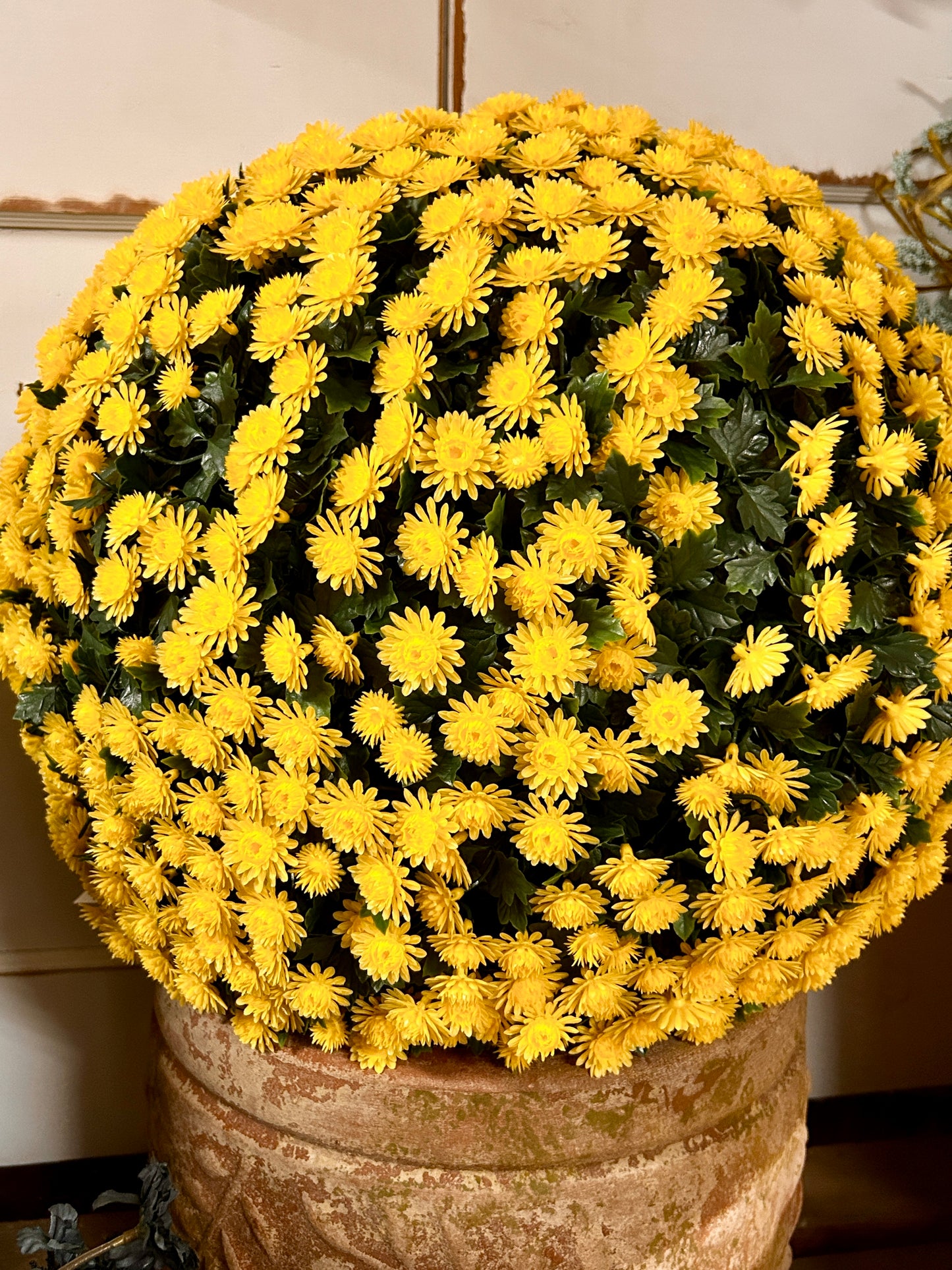 20 Inch Yellow Mum Topiary Ball