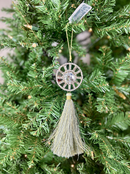 7.5 Inch Gold Bead Ball Tassel Ornament