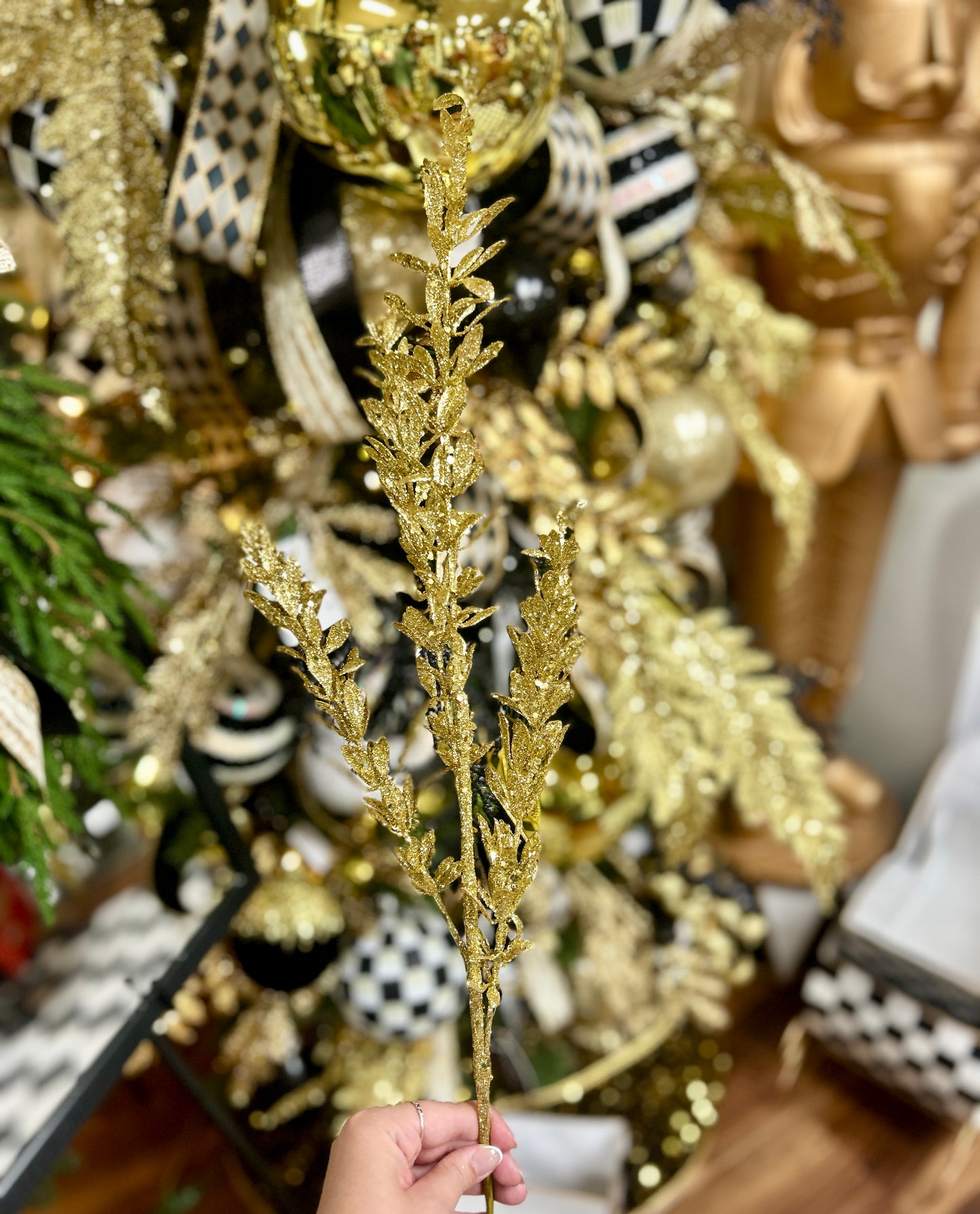 28.5 Inch Gold Glittered Rosemary Spray