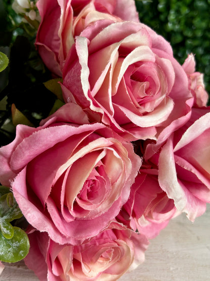 21.5 Inch Pink Rose Bush