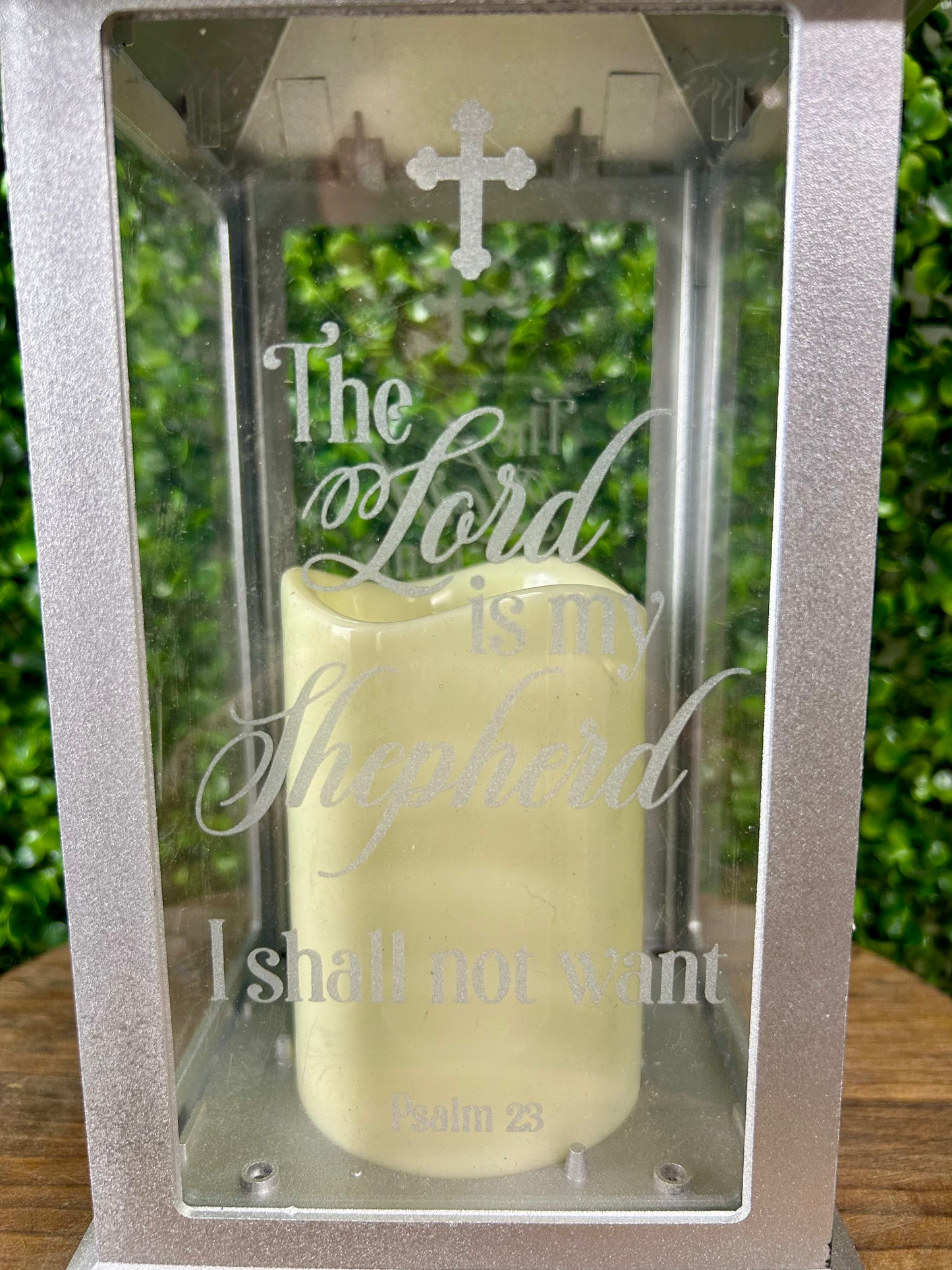 12 Inch The Lord Is My Shepard Battery Operated Candle Lantern