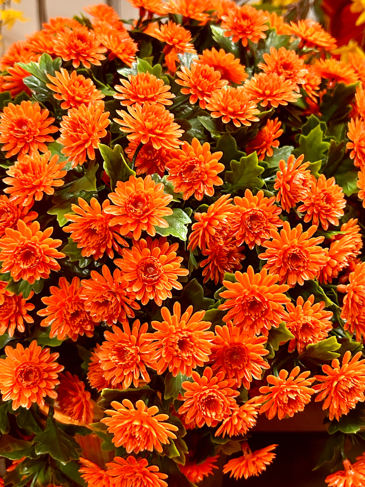 16 Inch Bright Orange Mum Bush Stake