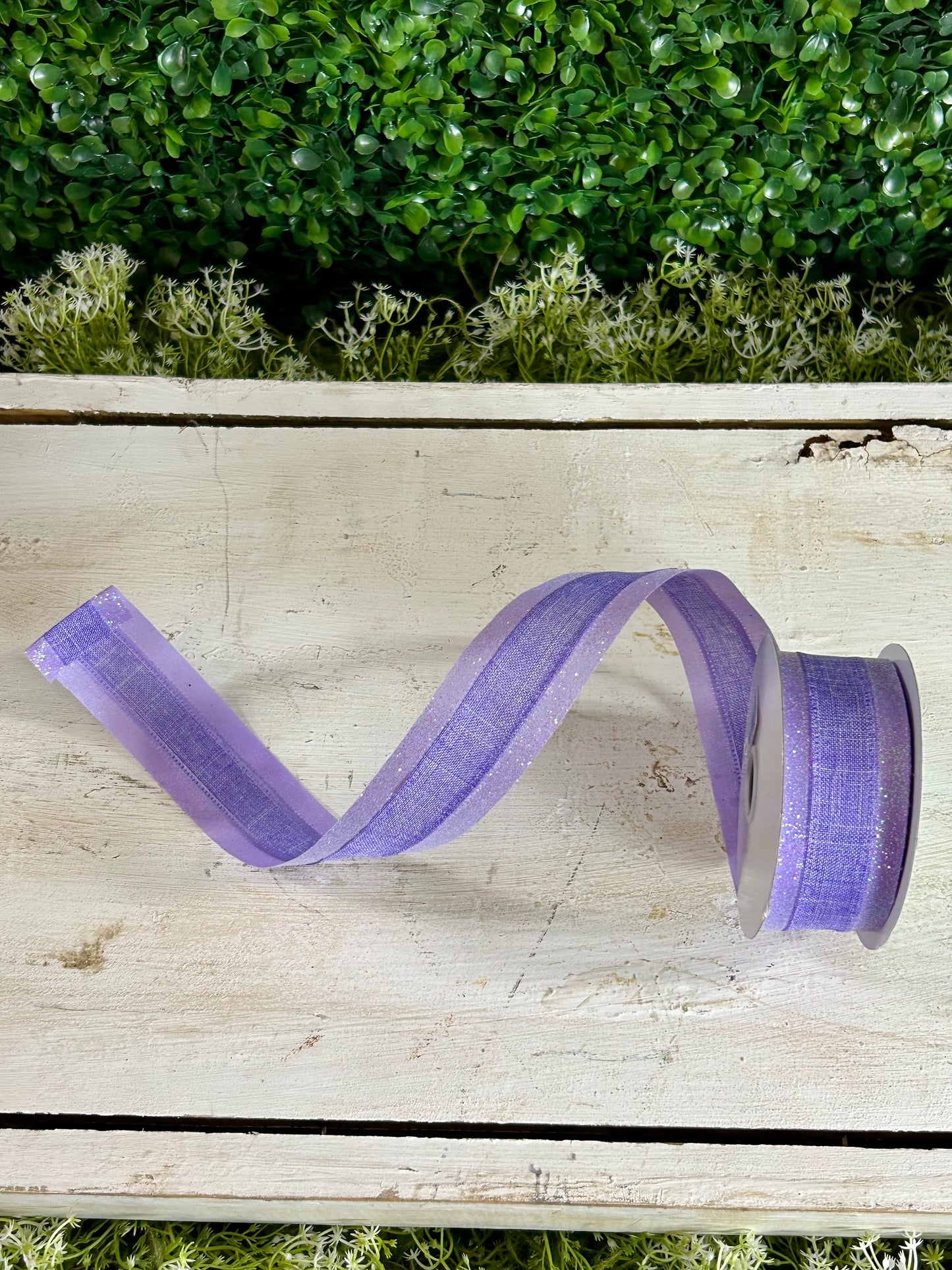 1.5 Inch By 10 Yard Lavender Iridescent Royal Burlap Glitter Ribbon