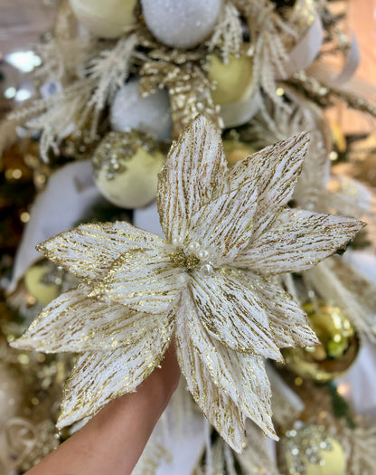 22 Inch Cream And Gold Poinsettia