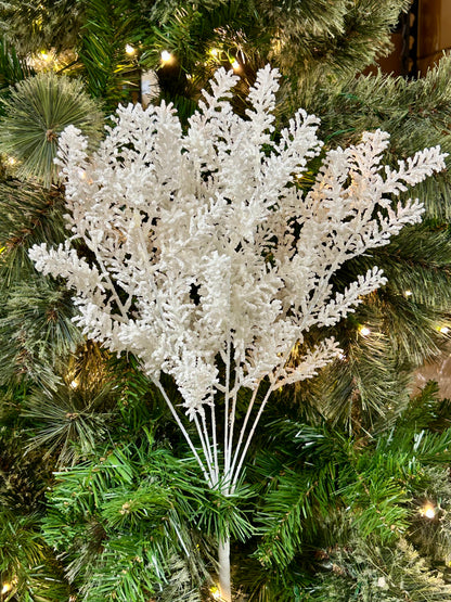 18.5 Inch White Glitter Berry Bush