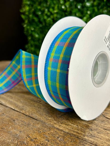 1.5 Inch By 10 Yard Blue Breezeway Plaid Ribbon