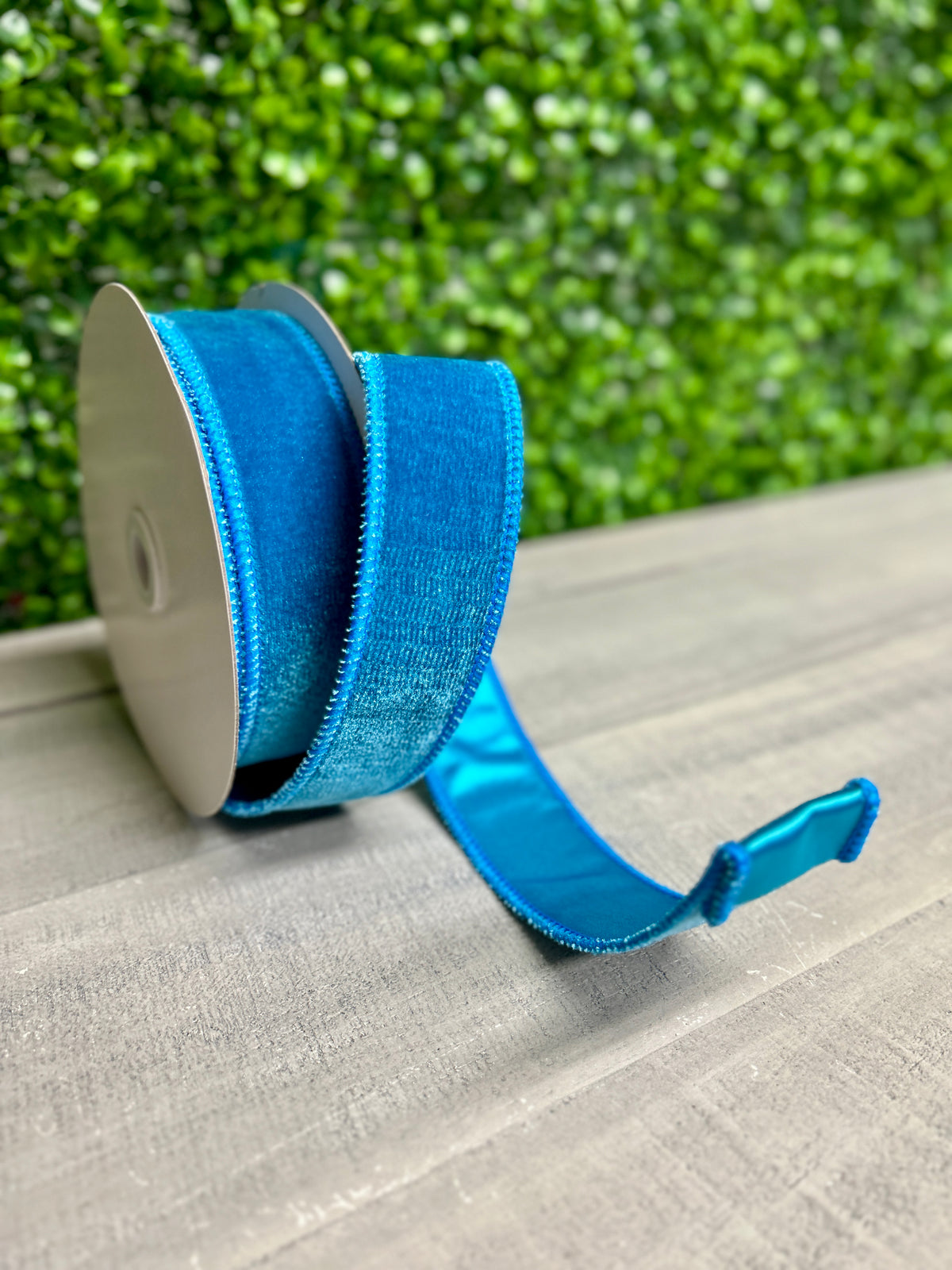 1.5 Inch By 10 Yard Teal Deluxe Velvet With Satin Backing Ribbon
