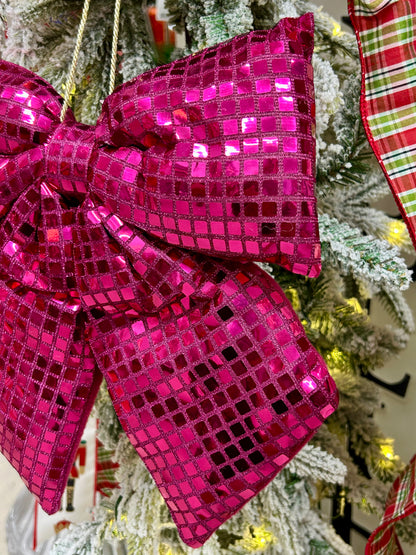 12 Inch Fuchsia Bow Ornament