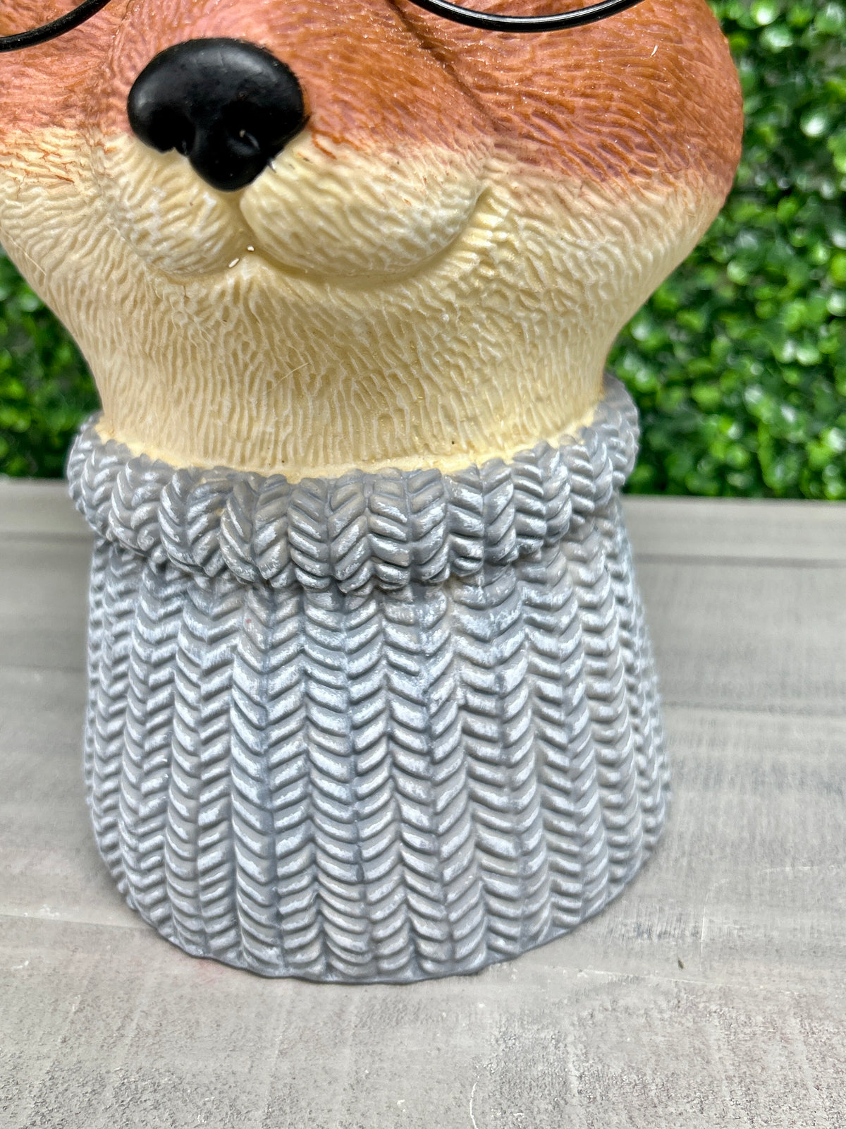 12 Inch Fox With Glasses Ceramic Tabletop Planter Or Vase