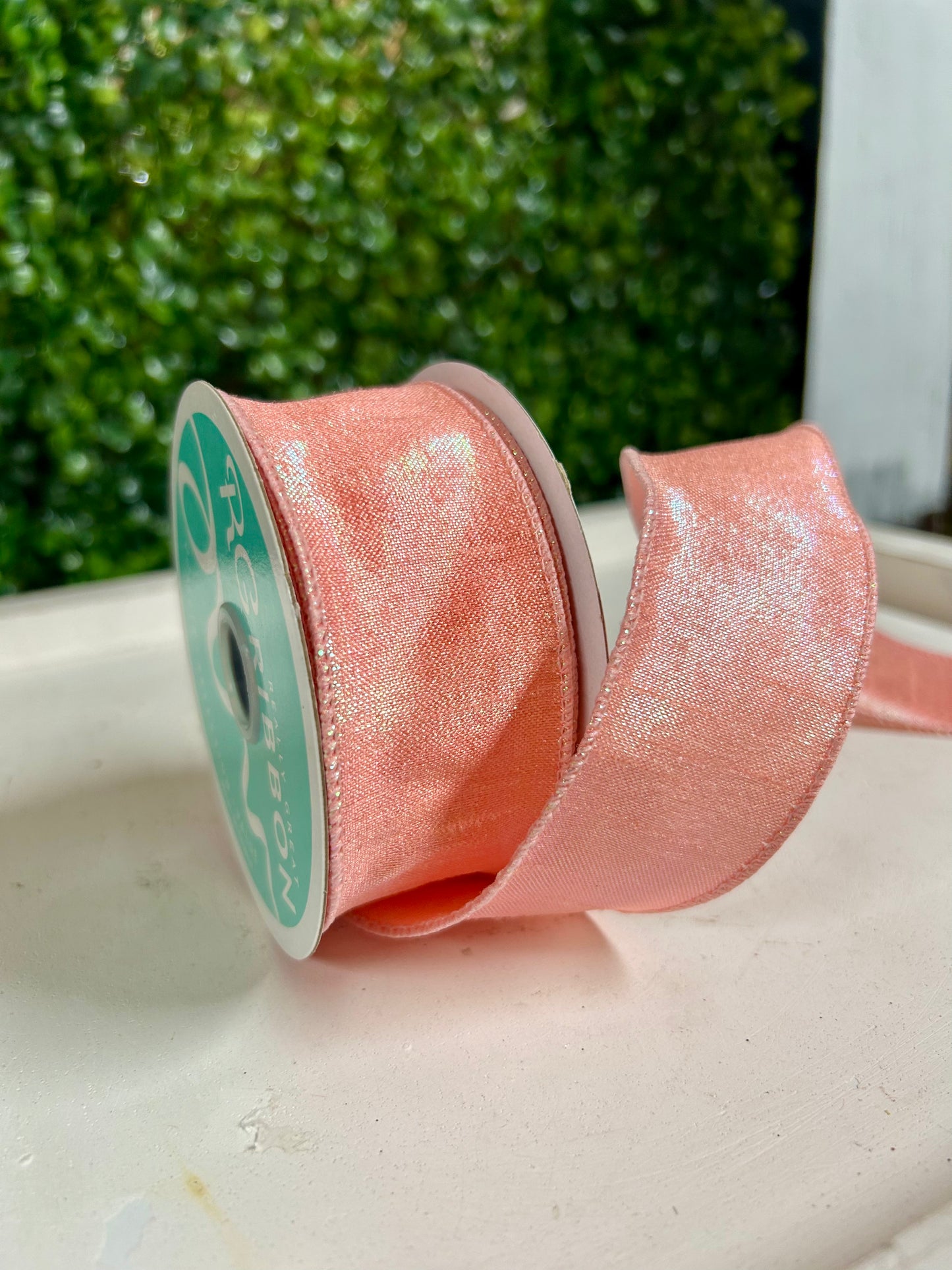 1.5 Inch By 10 Yard Iridescent Peach Dupioni Ribbon