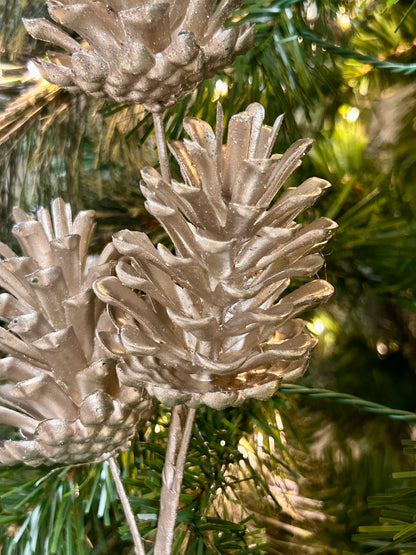 17 Inch Champagne Artificial Pinecone Spray