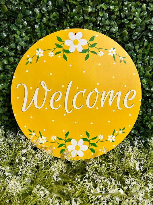 12 Inch Metal Welcome Daisy Sign