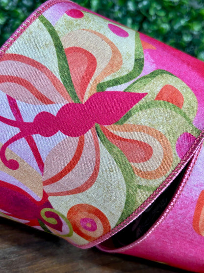 4 Inch By 10 Yards Butterfly Colors Bright Deluxe Dupioni Backed Wired Edge Ribbon
