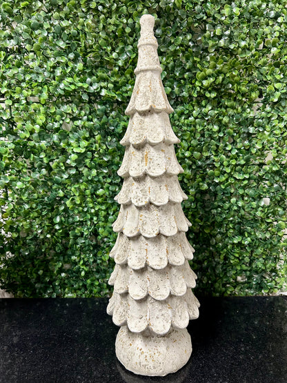 19 Inch Weathered White Resin Leaf Tree
