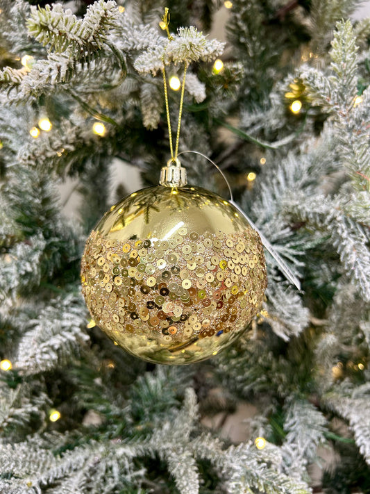 4 Inch Gold Sequin Ball Ornament