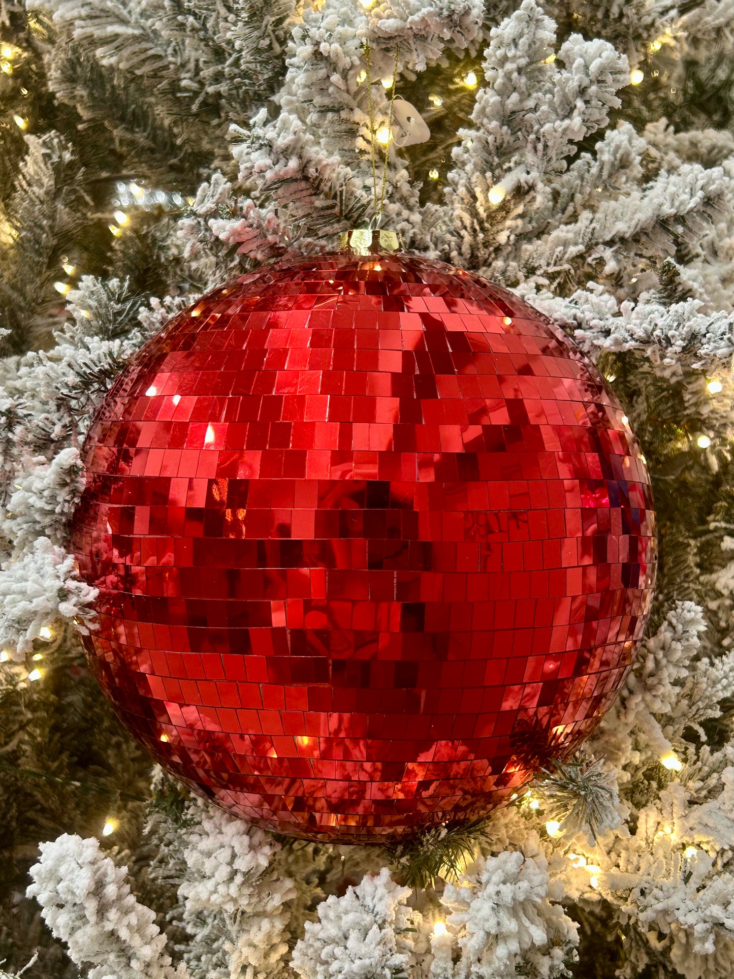 10 Inch Red Mirror Ball Ornament