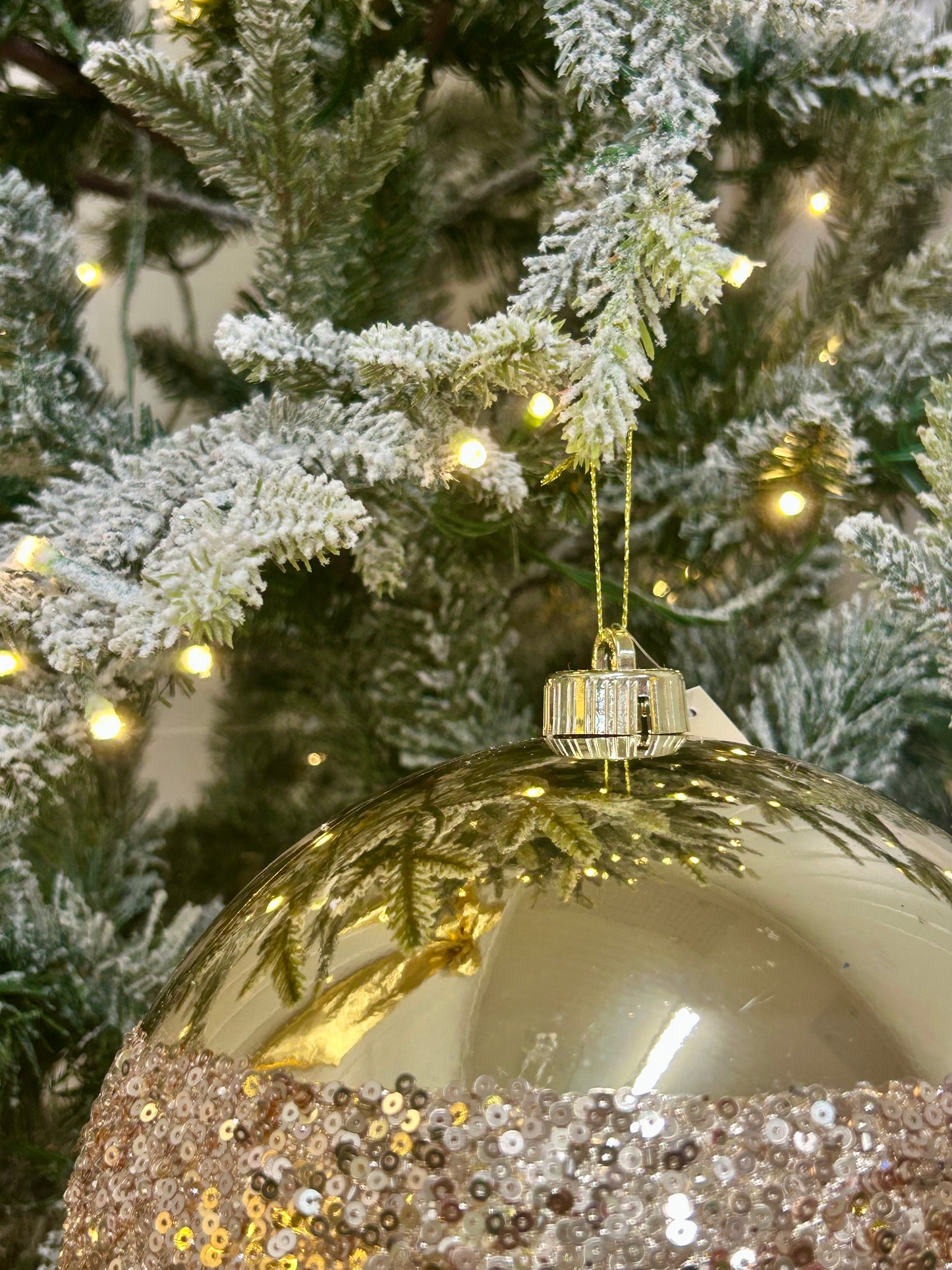 8 Inch Champagne Sequin Ball Ornament