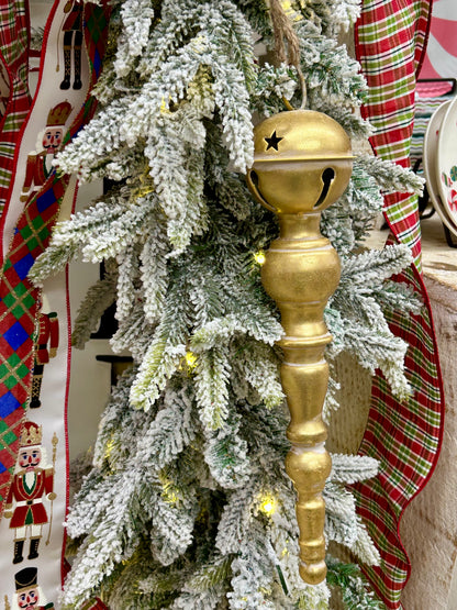 13 Inch Metal Red Green And Gold Bell Top Ornament Three Styles