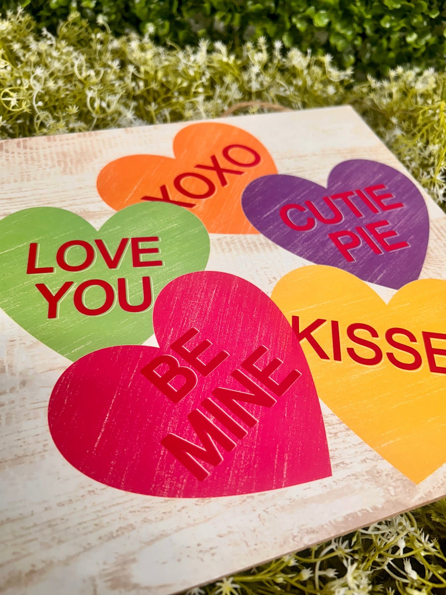10 Inch Candy Hearts Wood Sign