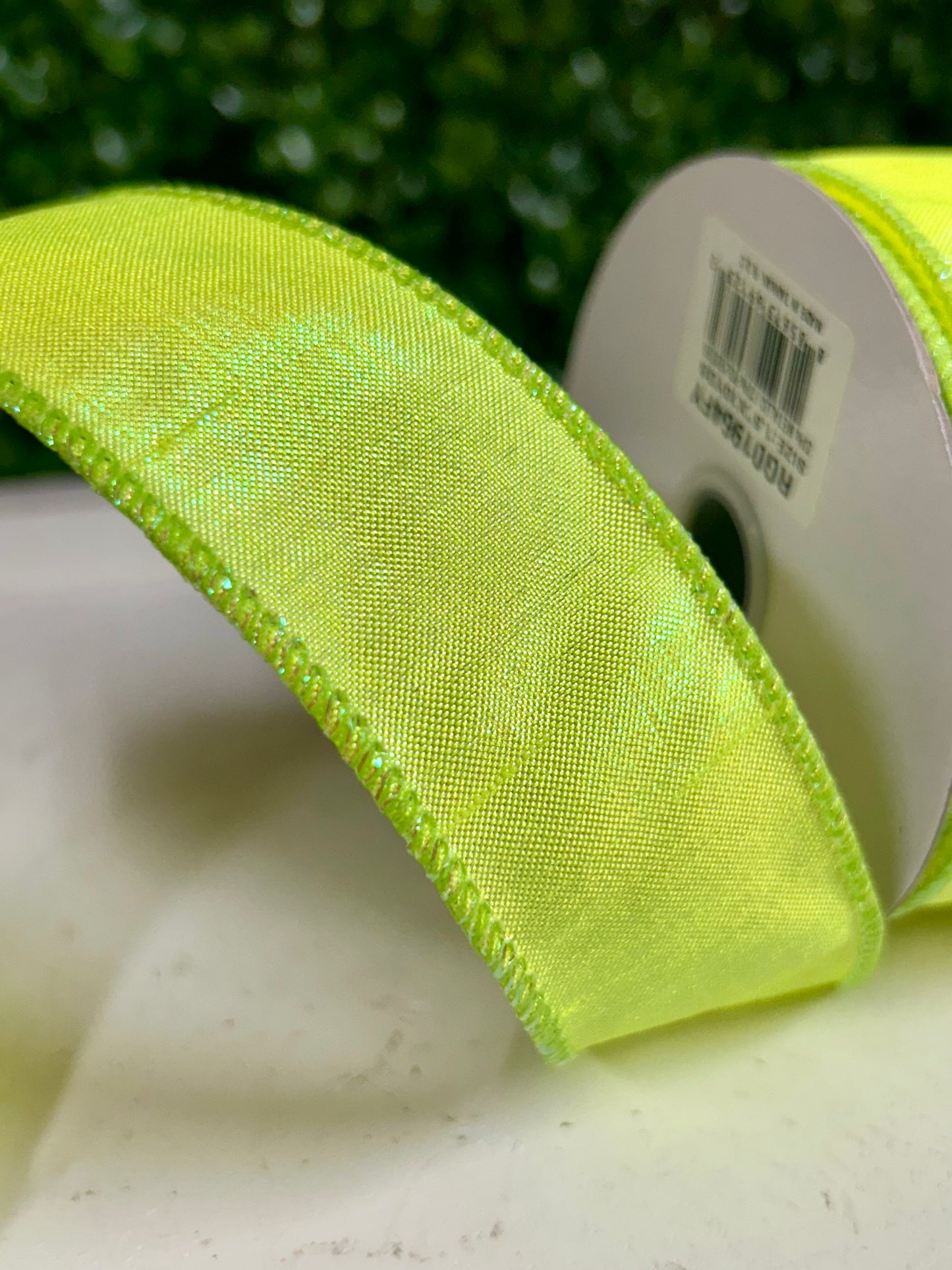 1.5 Inch By 10 Yard Iridescent Yellow Chartreuse Dupioni Ribbon