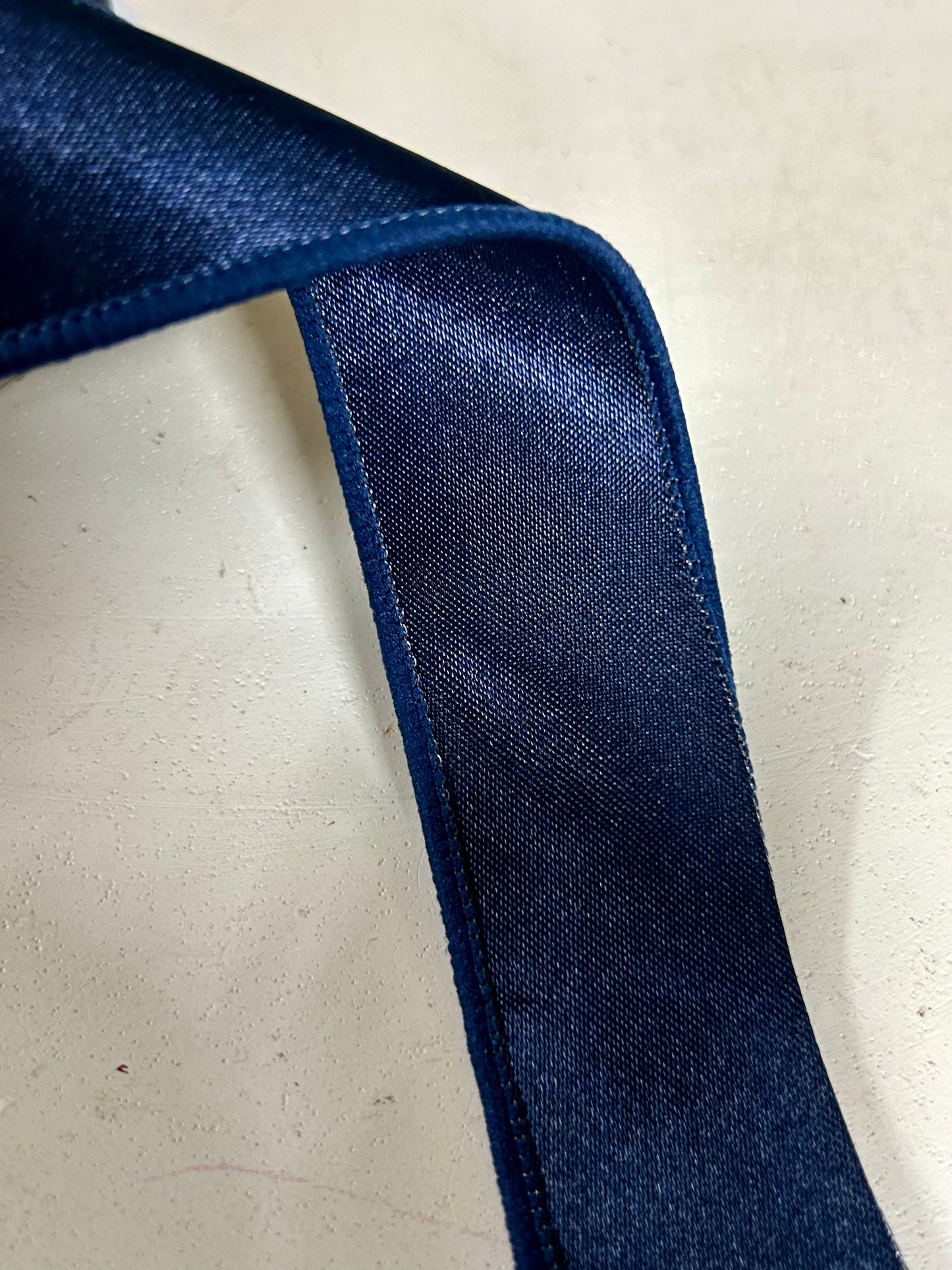 1.5 Inch By 10 Yard Navy Blue Satin Fused Ribbon