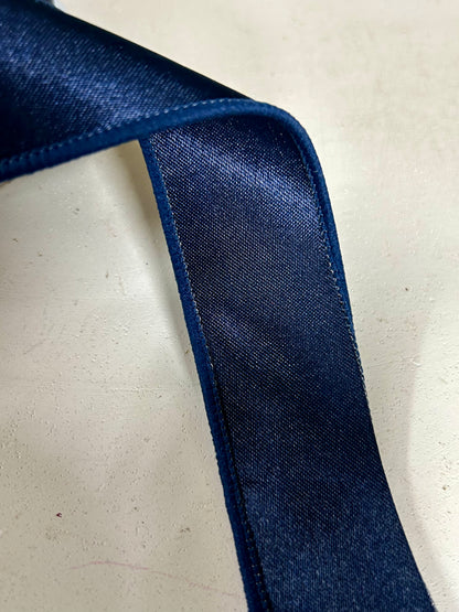 1.5 Inch By 10 Yard Navy Blue Satin Fused Ribbon
