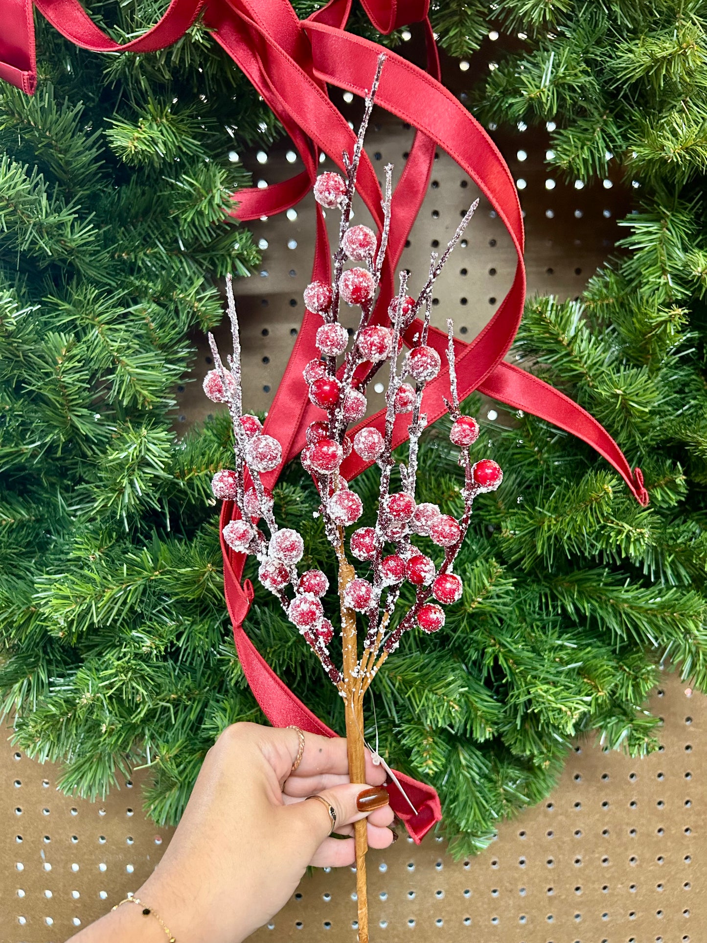 18 Inch Red Berry And Snow Pick