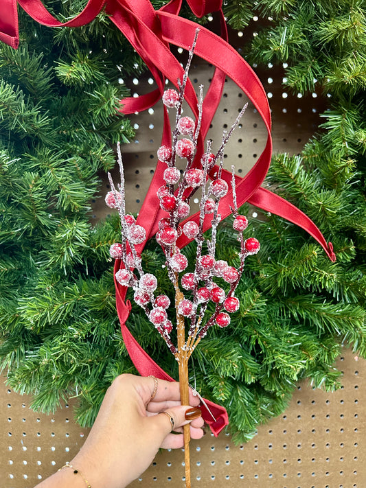 18 Inch Red Berry And Snow Pick