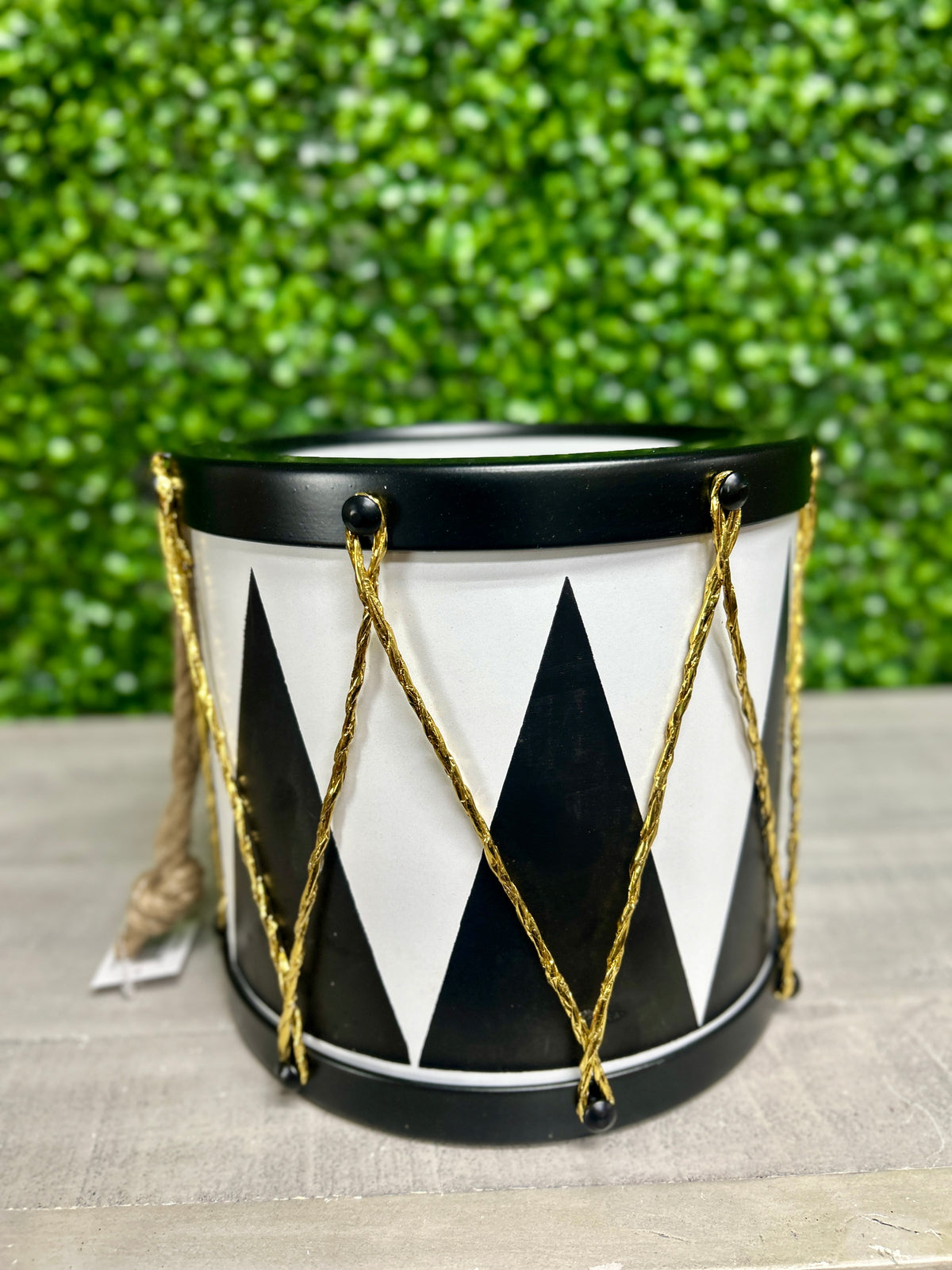8 Inch Black And White Drum Ornament
