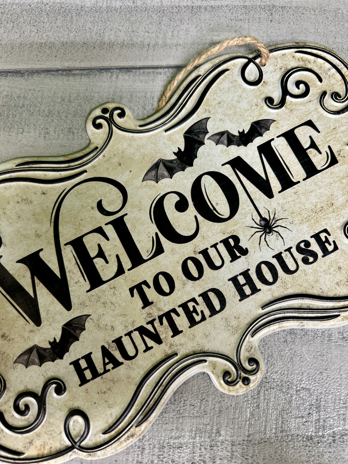 11.5 Inch Welcome To Our Haunted House Metal Sign