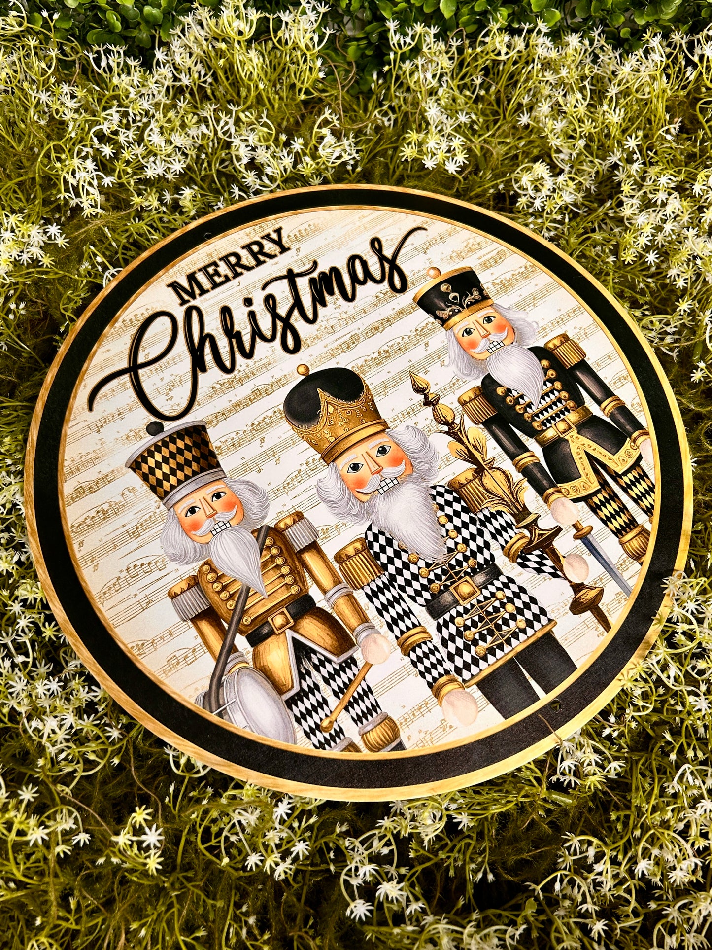 12 Inch Black And Gold Harlequin Nutcrackers Sign