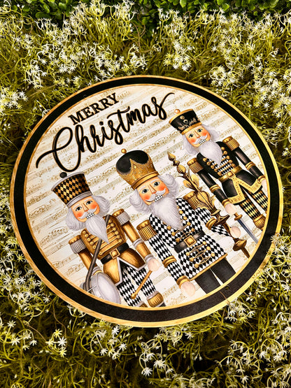 12 Inch Black And Gold Harlequin Nutcrackers Sign