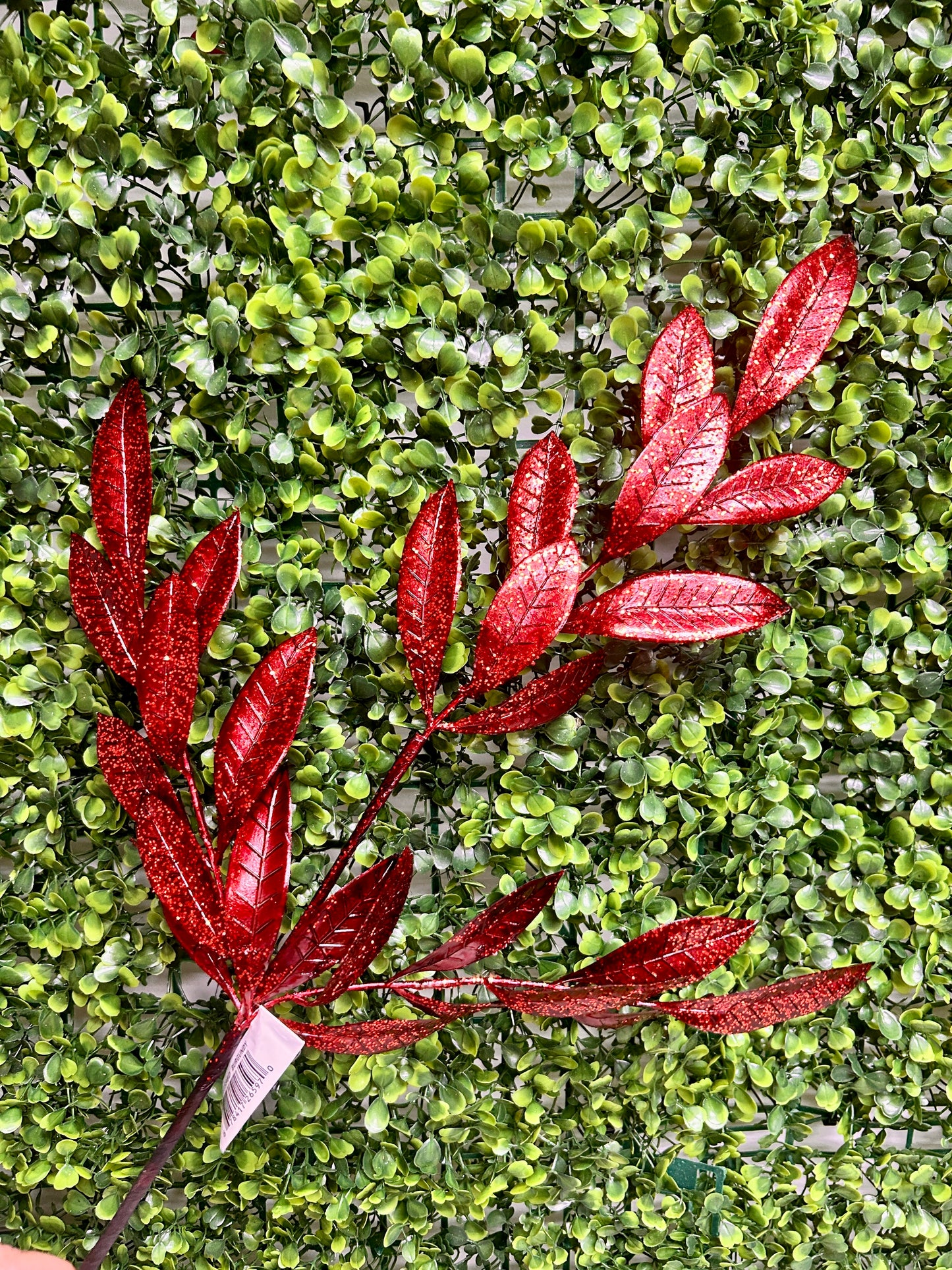 26 Inch Burgundy Metallic Bay Leaf Spray