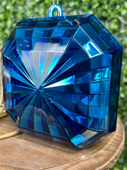 5 Inch Dark Blue Acrylic Square Diamond Ornament