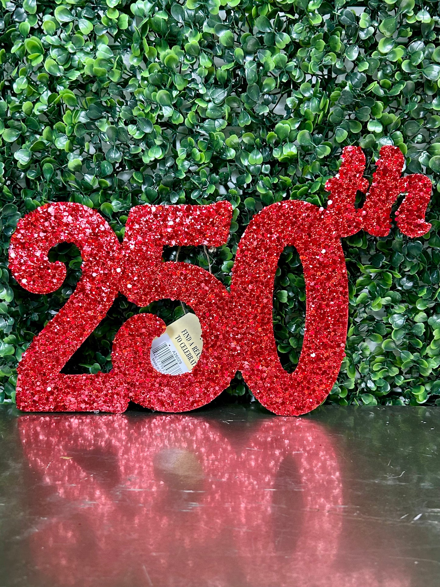 Set Of 2 All Glitter Americas 250th Birthday Metal Sign Stake