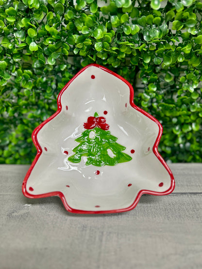 7 Inch Ceramic Holiday Tree And Gingerbread Man Bowl Two Styles